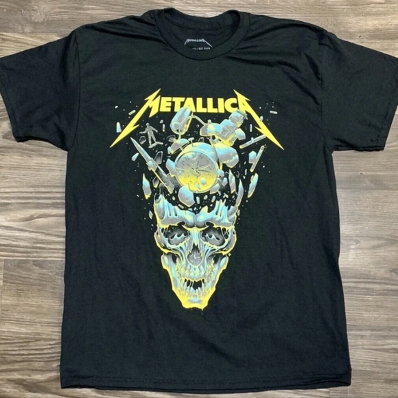 Metallica Other - METALLICA M72 World Tour Broken Clock & Skull Concert Tour Dates T-Shirt Size L